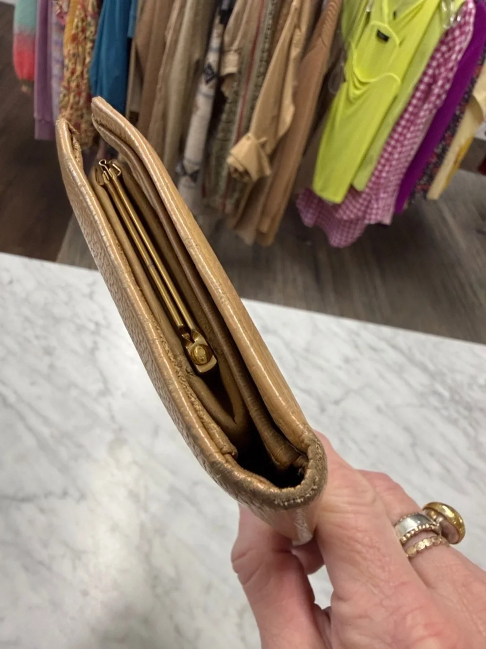 CHANEL Vintage Timeless Long Wallet in Beige Caviar Leather